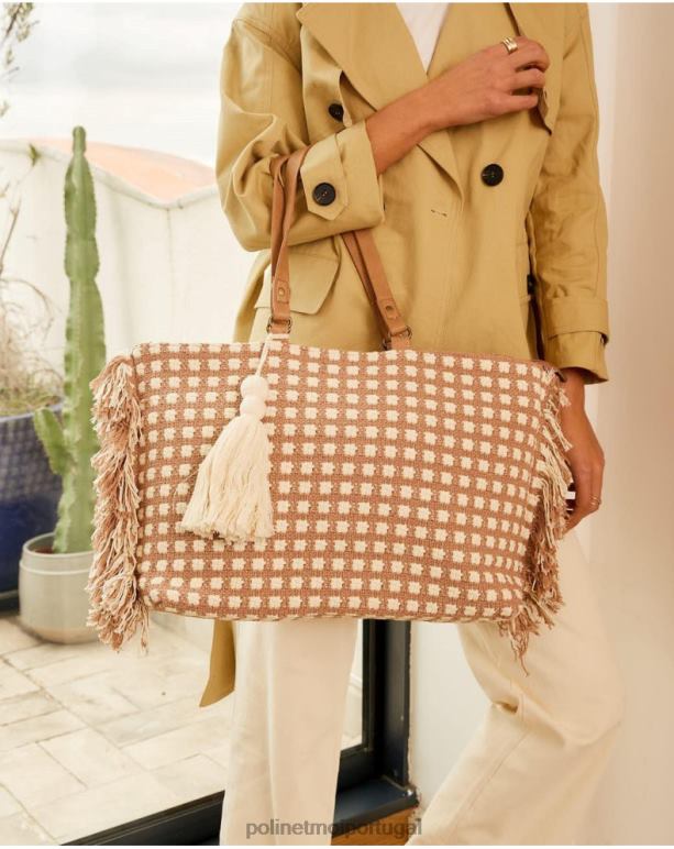 bolsa pompons estefania Polin et moi JV4FH396 acessórios camelo