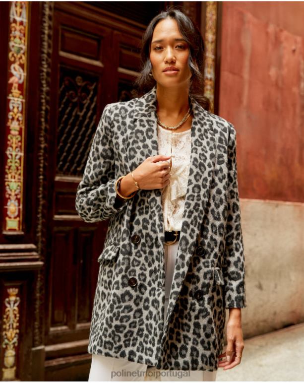 casaco animal estampa galileia Polin et moi JV4FH367 roupas marengo cinza