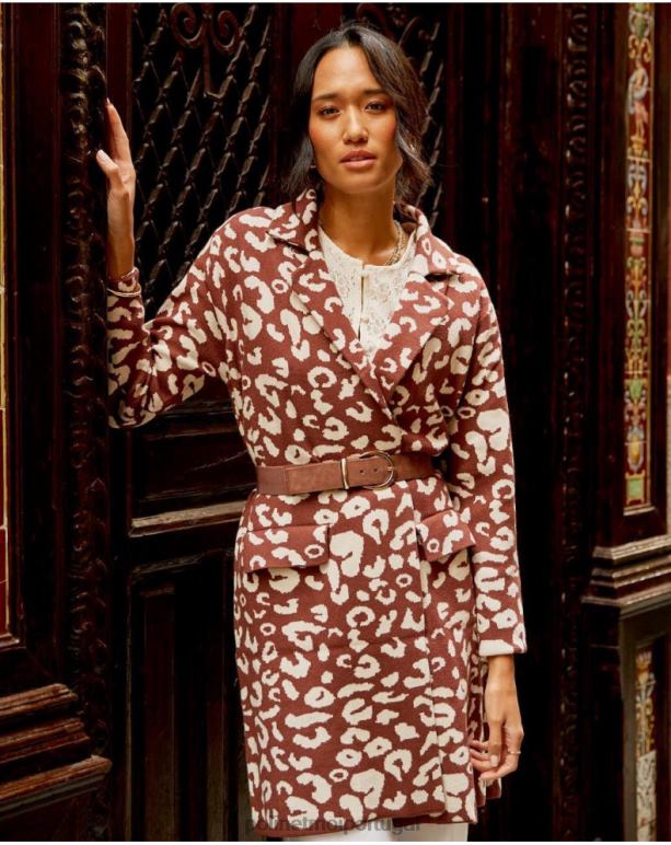 casaco animal estampado nere Polin et moi JV4FH368 roupas marrom