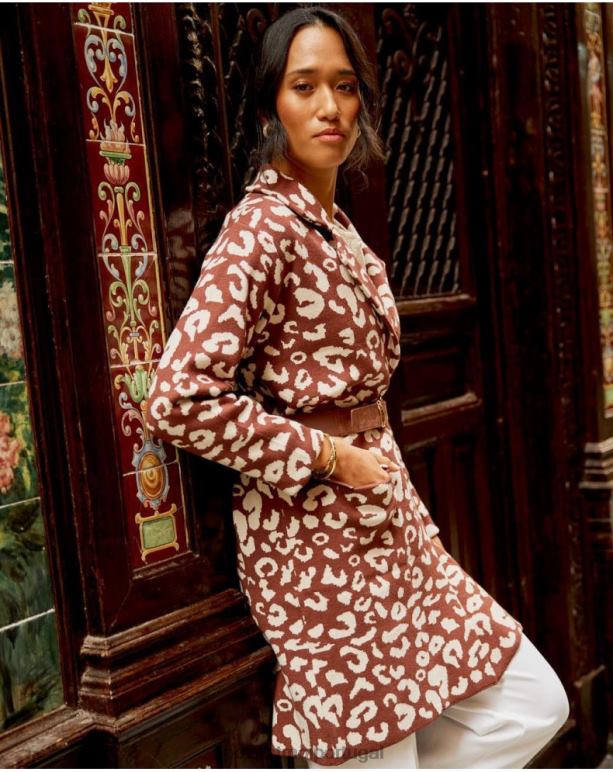 casaco animal estampado nere Polin et moi JV4FH368 roupas marrom