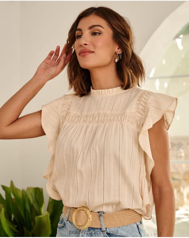 blusa babado saroa Polin et moi JV4FH162 roupas bege