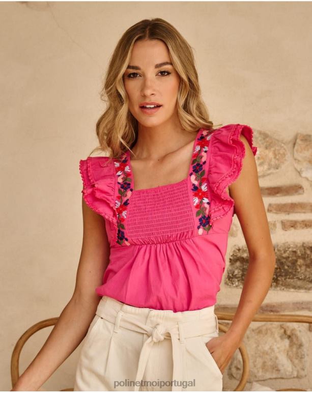blusa babados angela Polin et moi JV4FH167 roupas fúcsia