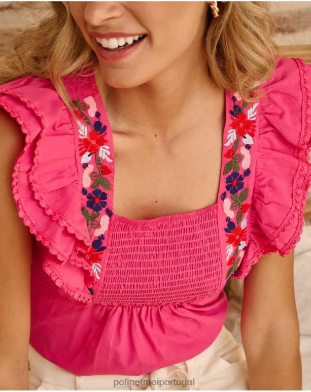 blusa babados angela Polin et moi JV4FH167 roupas fúcsia