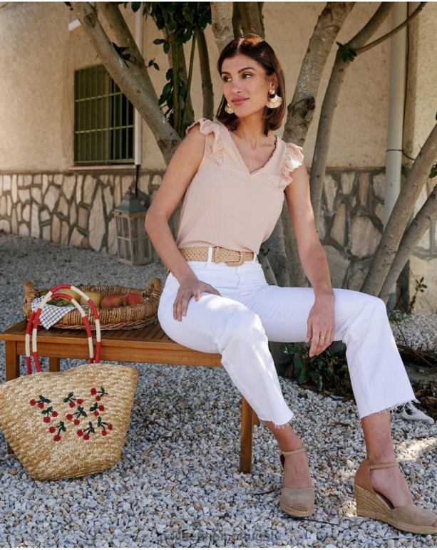 blusa babados rosalinda Polin et moi JV4FH187 roupas bege