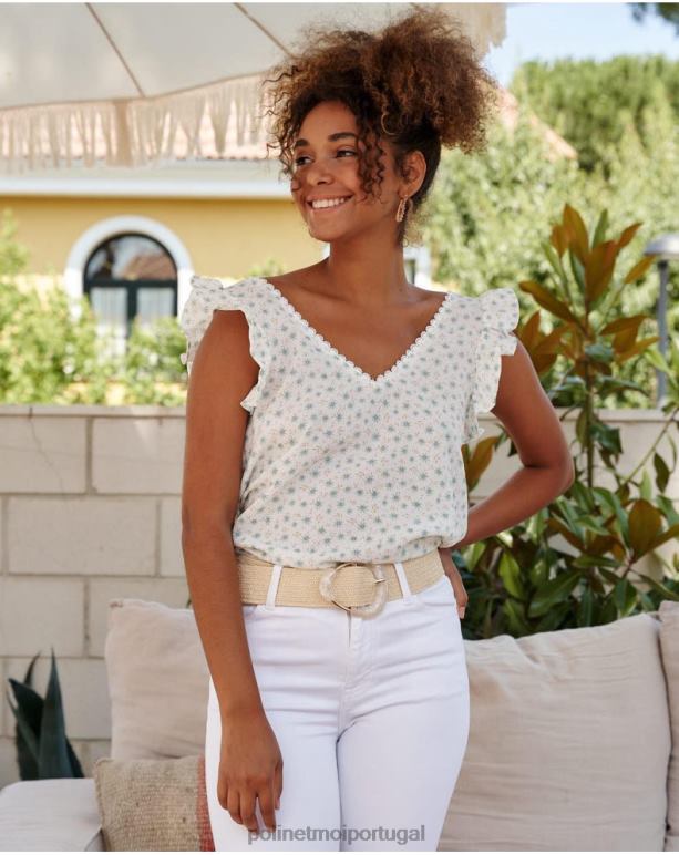 blusa de algodão covadonga Polin et moi JV4FH155 roupas água verde