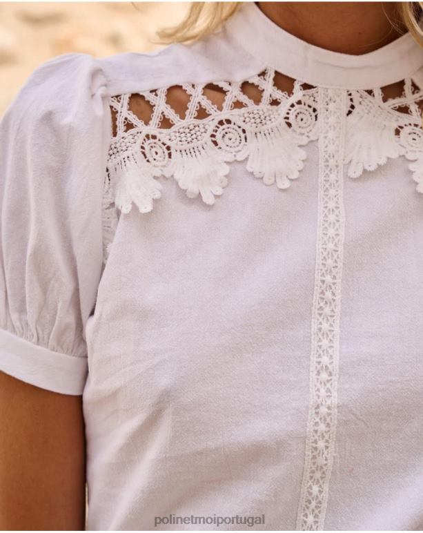 blusa de linho Polin et moi JV4FH165 roupas branco