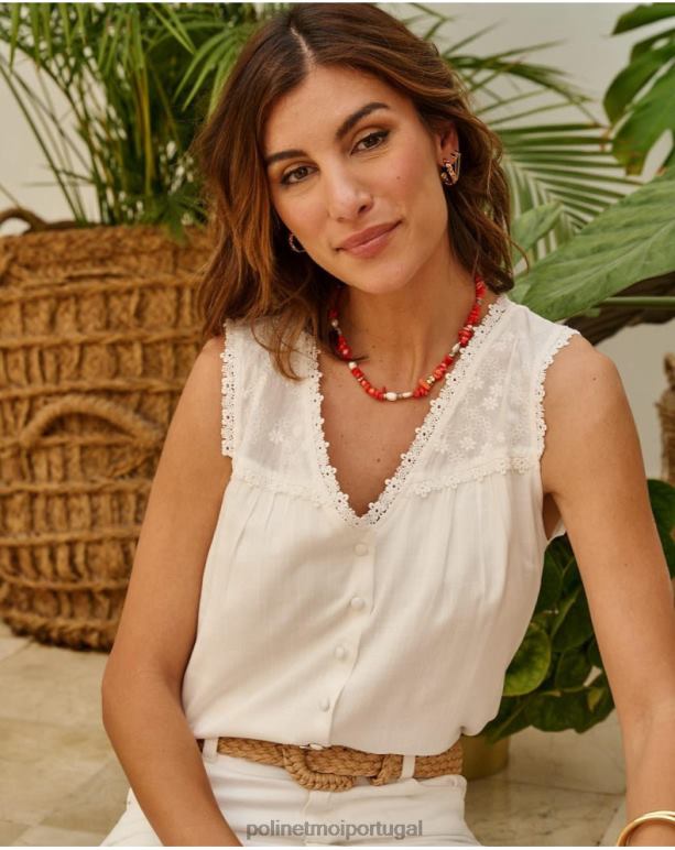 blusa josefina de linho Polin et moi JV4FH158 roupas branco
