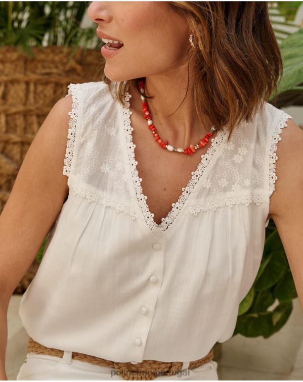 blusa josefina de linho Polin et moi JV4FH158 roupas branco