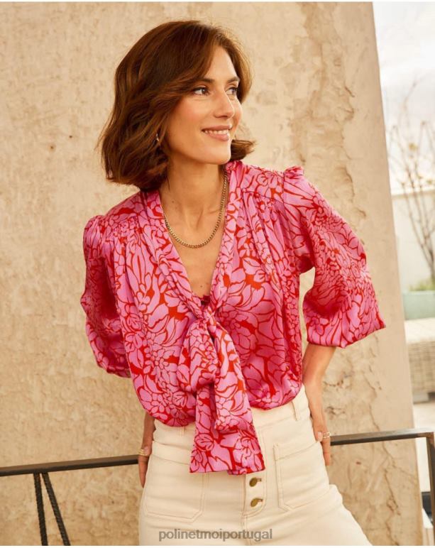 blusa laço idara Polin et moi JV4FH211 roupas rosa