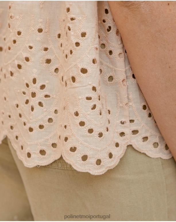 blusa marina vazada Polin et moi JV4FH237 roupas bege