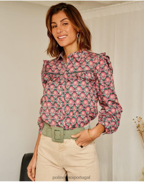 camisa babados calliope Polin et moi JV4FH229 roupas framboesa