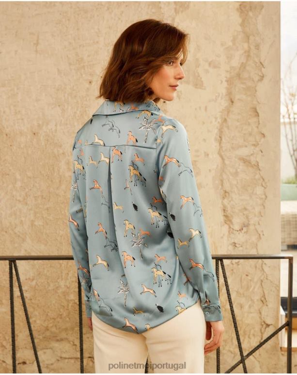 camisa cavalo vale Polin et moi JV4FH215 roupas jeans