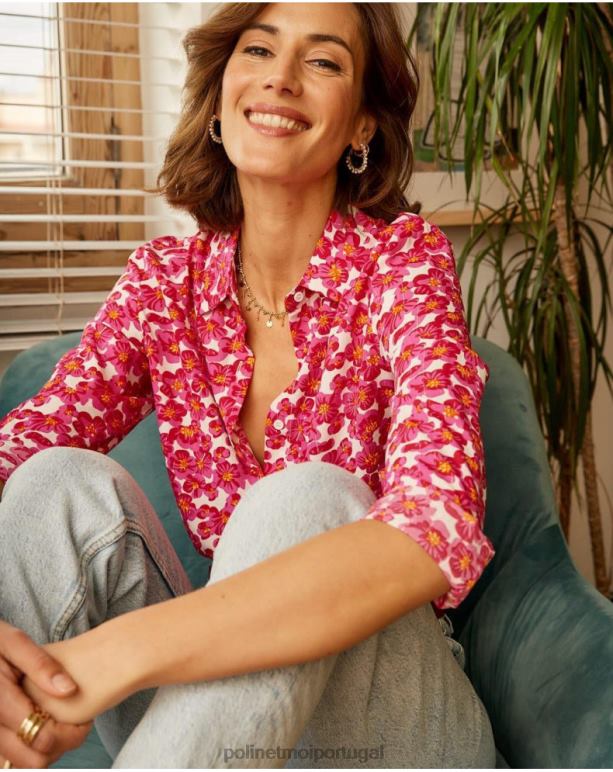 camisa com brilho aixa Polin et moi JV4FH210 roupas framboesa