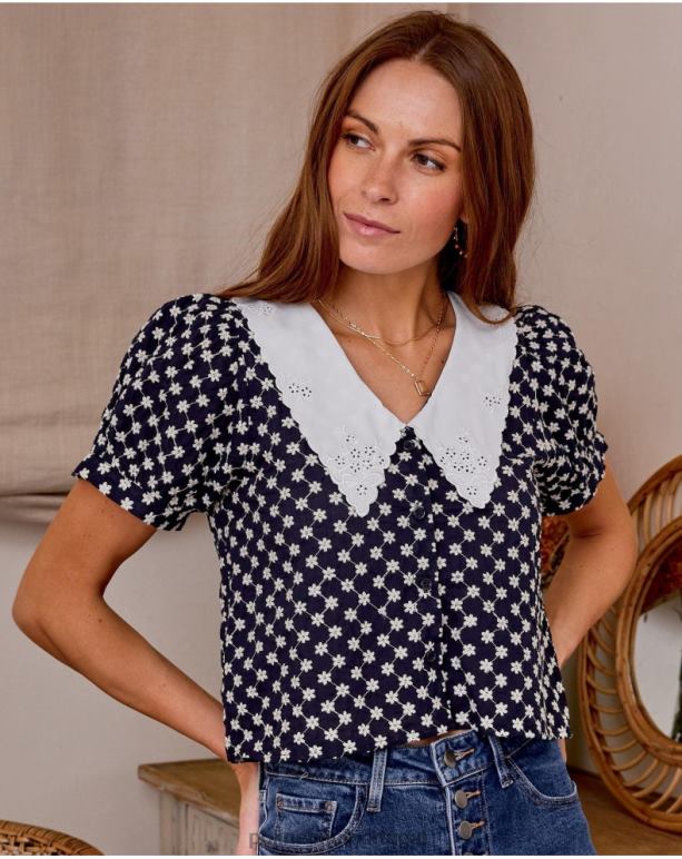 camisa de gola de bebê ivy Polin et moi JV4FH196 roupas marinho