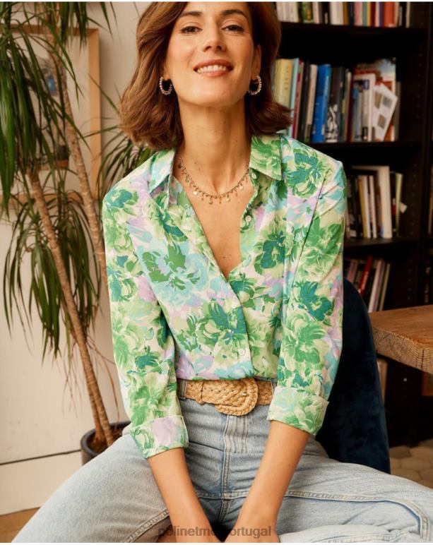 camisa estampada bruna Polin et moi JV4FH159 roupas verde maçã/ menta
