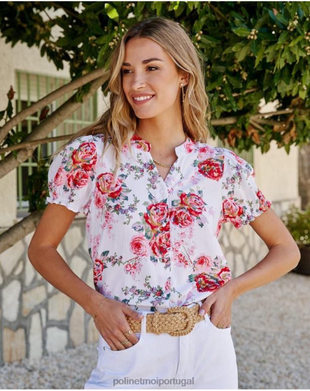 camisa faustina rosas Polin et moi JV4FH192 roupas branco
