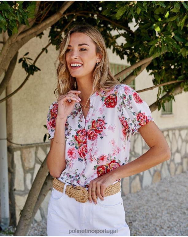 camisa faustina rosas Polin et moi JV4FH192 roupas branco