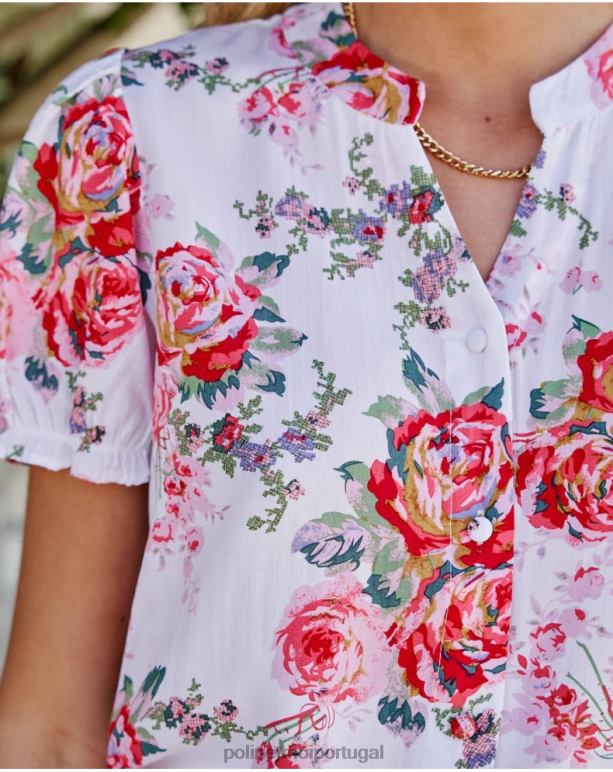 camisa faustina rosas Polin et moi JV4FH192 roupas branco