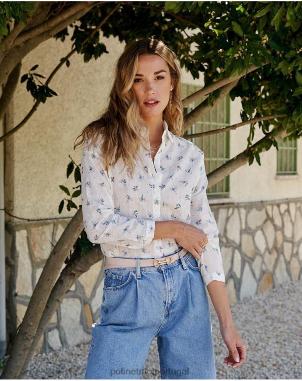 camisa flores ema Polin et moi JV4FH149 roupas branco