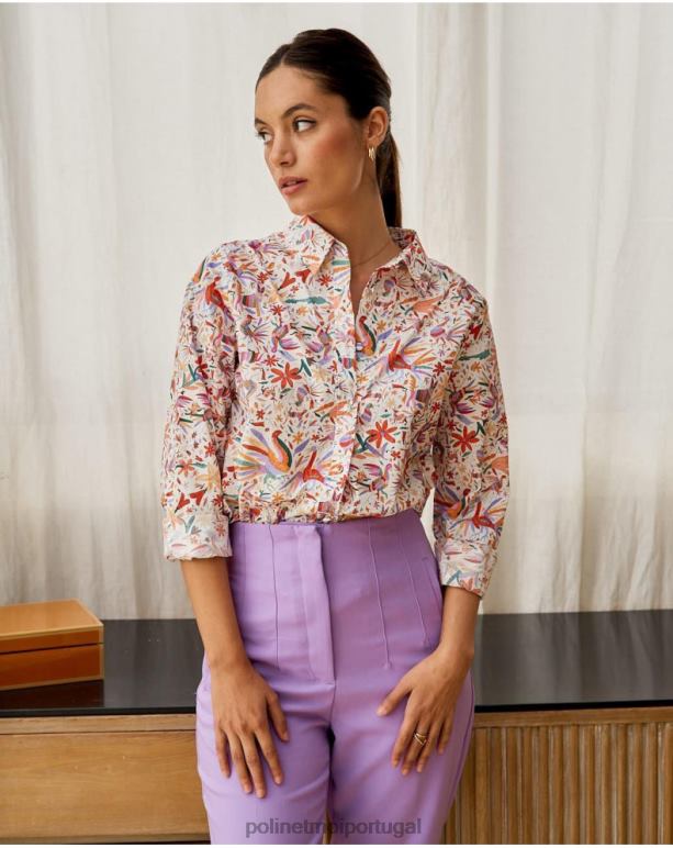 camisa flores galatea Polin et moi JV4FH206 roupas laranja