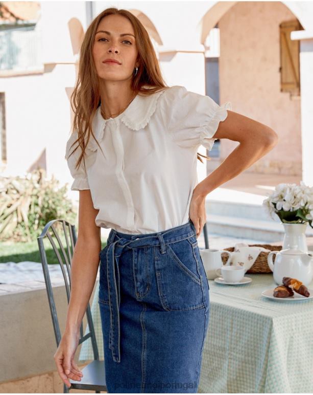 camisa gola baby mia Polin et moi JV4FH235 roupas branco