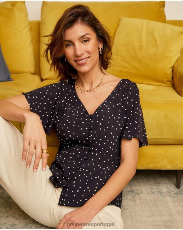 camisa mabela de bolinhas Polin et moi JV4FH212 roupas marinho