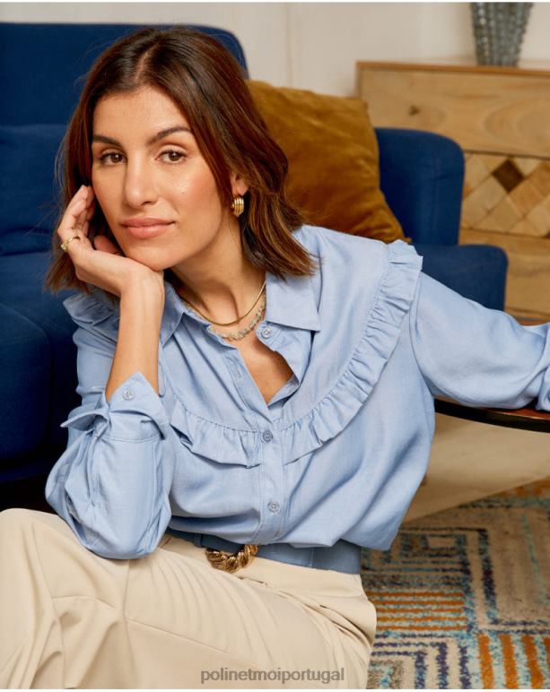 camisa rosana com babados Polin et moi JV4FH236 roupas jeans