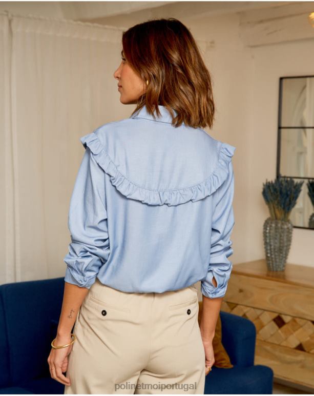 camisa rosana com babados Polin et moi JV4FH236 roupas jeans