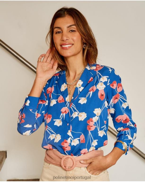 camisa tulipa talia Polin et moi JV4FH224 roupas pequeno azul