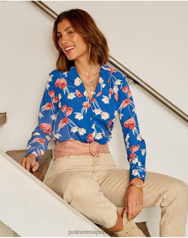 camisa tulipa talia Polin et moi JV4FH224 roupas pequeno azul