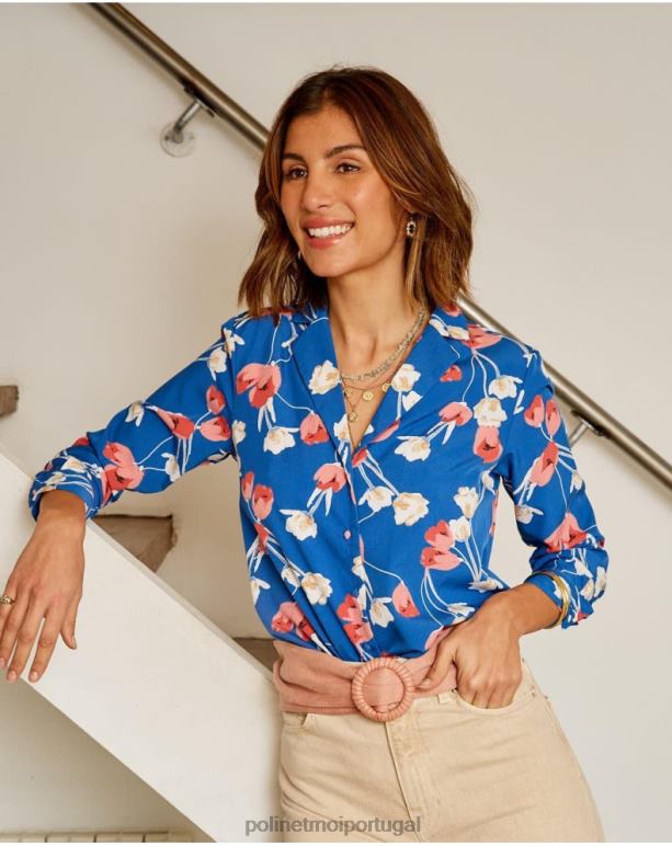 camisa tulipa talia Polin et moi JV4FH224 roupas pequeno azul
