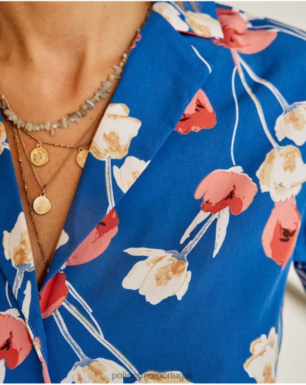 camisa tulipa talia Polin et moi JV4FH224 roupas pequeno azul