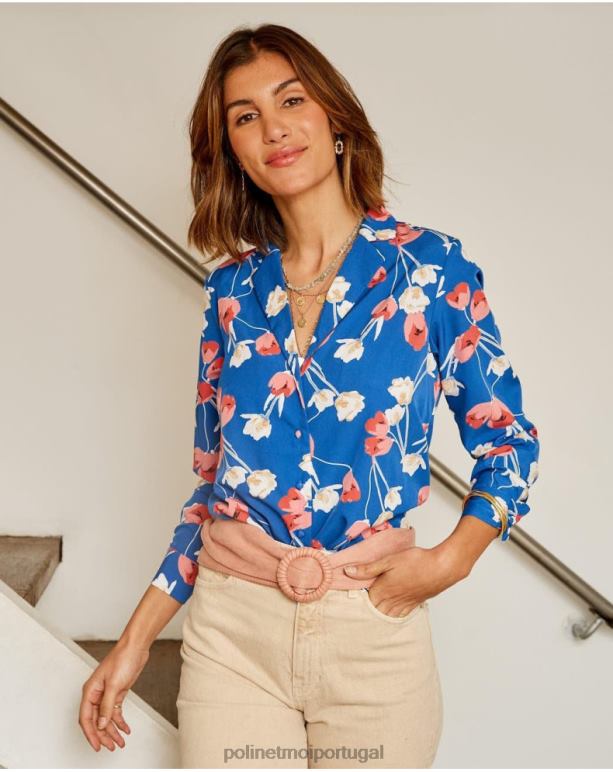 camisa tulipa talia Polin et moi JV4FH224 roupas pequeno azul