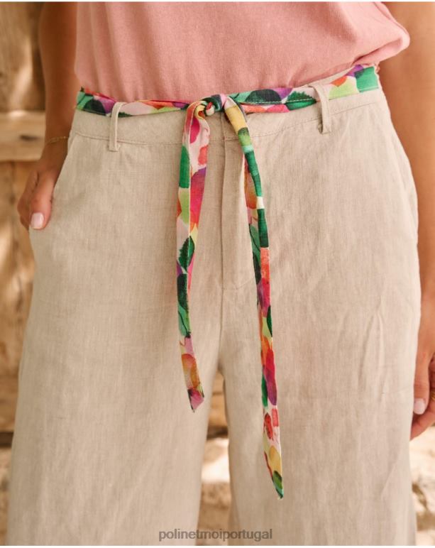 calça de linho ariday Polin et moi JV4FH327 roupas bege