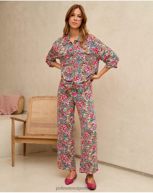 calça fanni com laço Polin et moi JV4FH331 roupas verde esmeralda