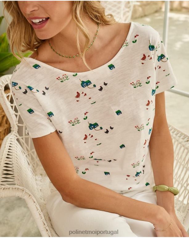 botões de camiseta Polin et moi JV4FH267 roupas branco