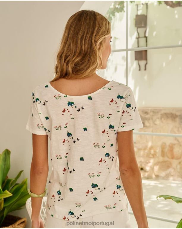 botões de camiseta Polin et moi JV4FH267 roupas branco