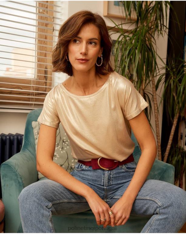 camiseta brillo galia Polin et moi JV4FH289 roupas ouro/platina