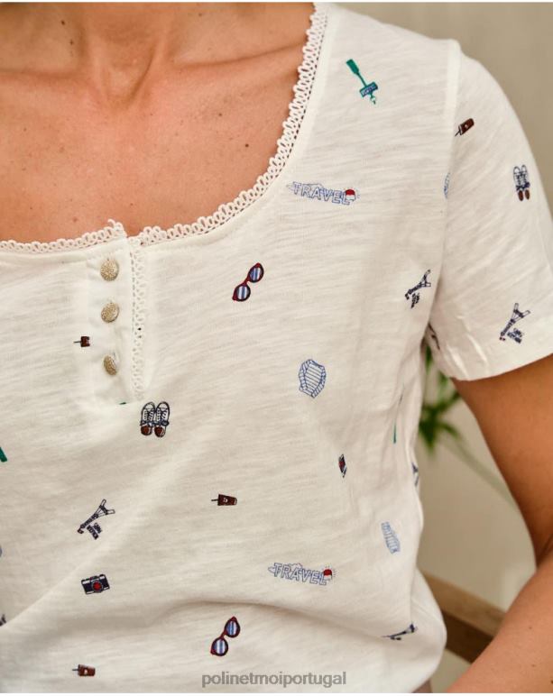 camiseta de viagem yarina Polin et moi JV4FH262 roupas branco