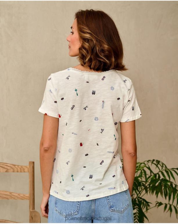 camiseta de viagem yarina Polin et moi JV4FH262 roupas branco