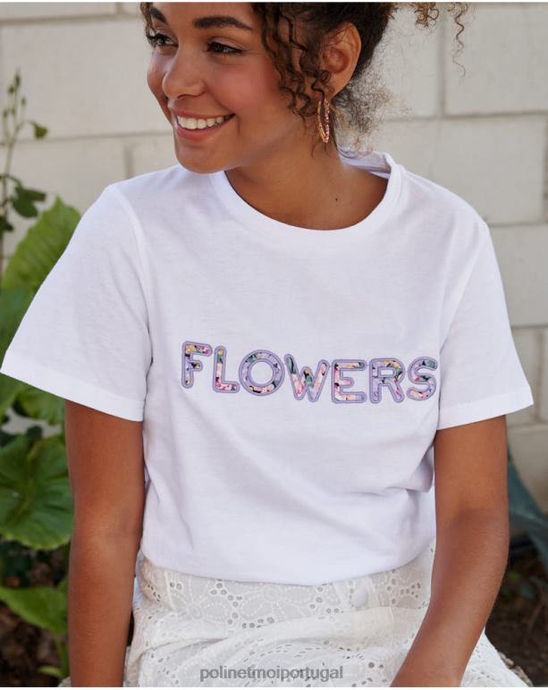 camiseta flores bela Polin et moi JV4FH250 roupas branco