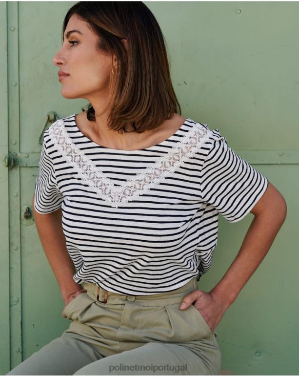 camiseta listrada paty Polin et moi JV4FH259 roupas marinho