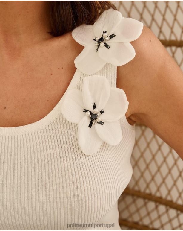 flor azu superior Polin et moi JV4FH286 roupas branco