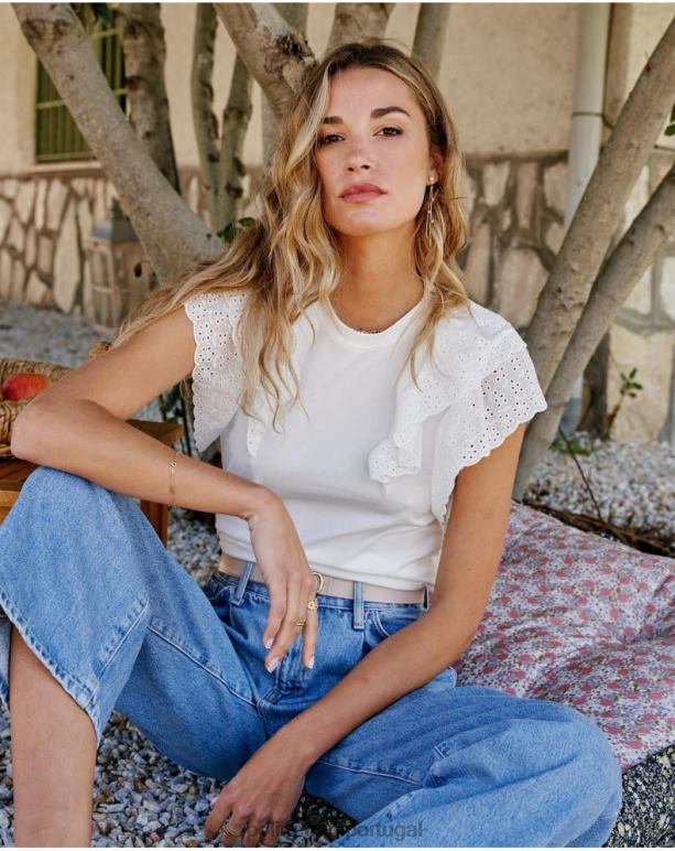 top aimara com babados Polin et moi JV4FH266 roupas branco