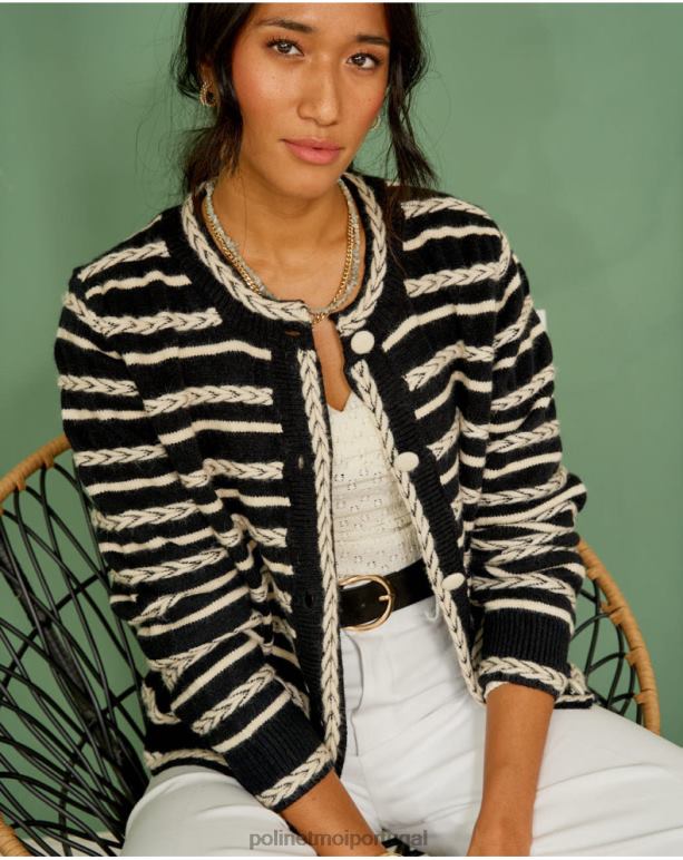 cardigan com pontas mara Polin et moi JV4FH359 roupas preto