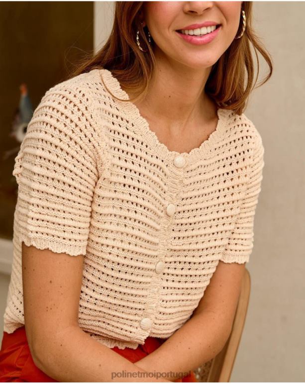 cardigan de malha de cerco Polin et moi JV4FH353 roupas bege