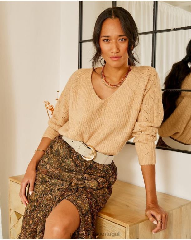 suéter com pontas padrão Polin et moi JV4FH355 roupas camelo