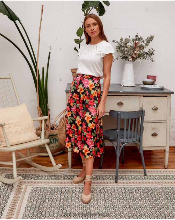 saia floral alizee Polin et moi JV4FH314 roupas preto
