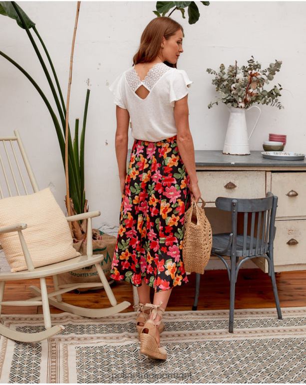 saia floral alizee Polin et moi JV4FH314 roupas preto