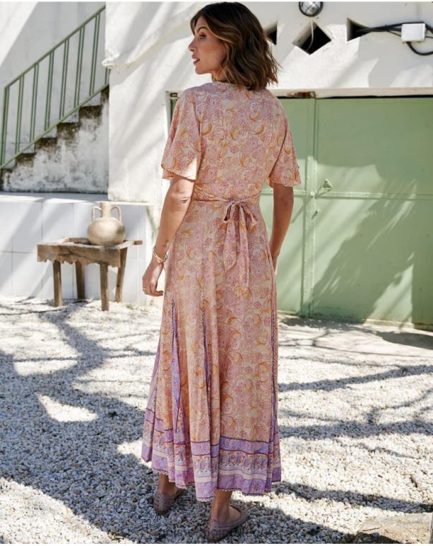 vestido agustina com botões Polin et moi JV4FH110 roupas ocre